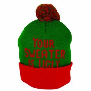 Ugly Stuff Your Sweater Is Ugly Beanie, Green, Red